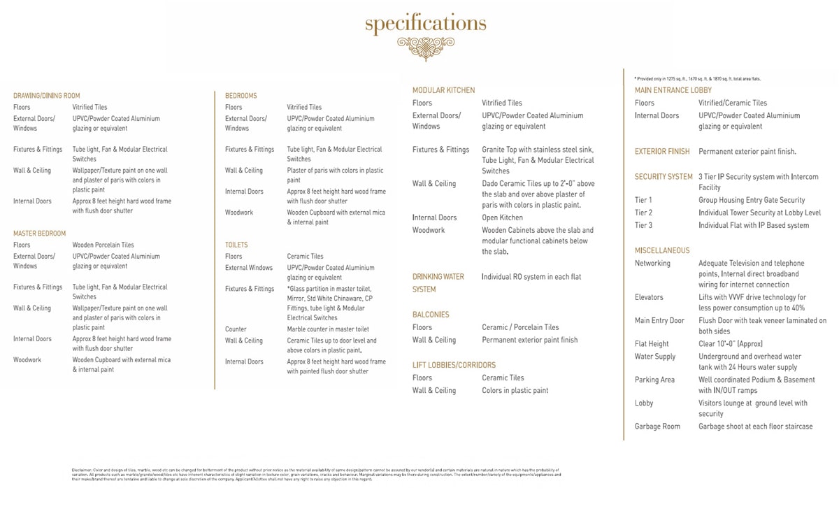 specifications